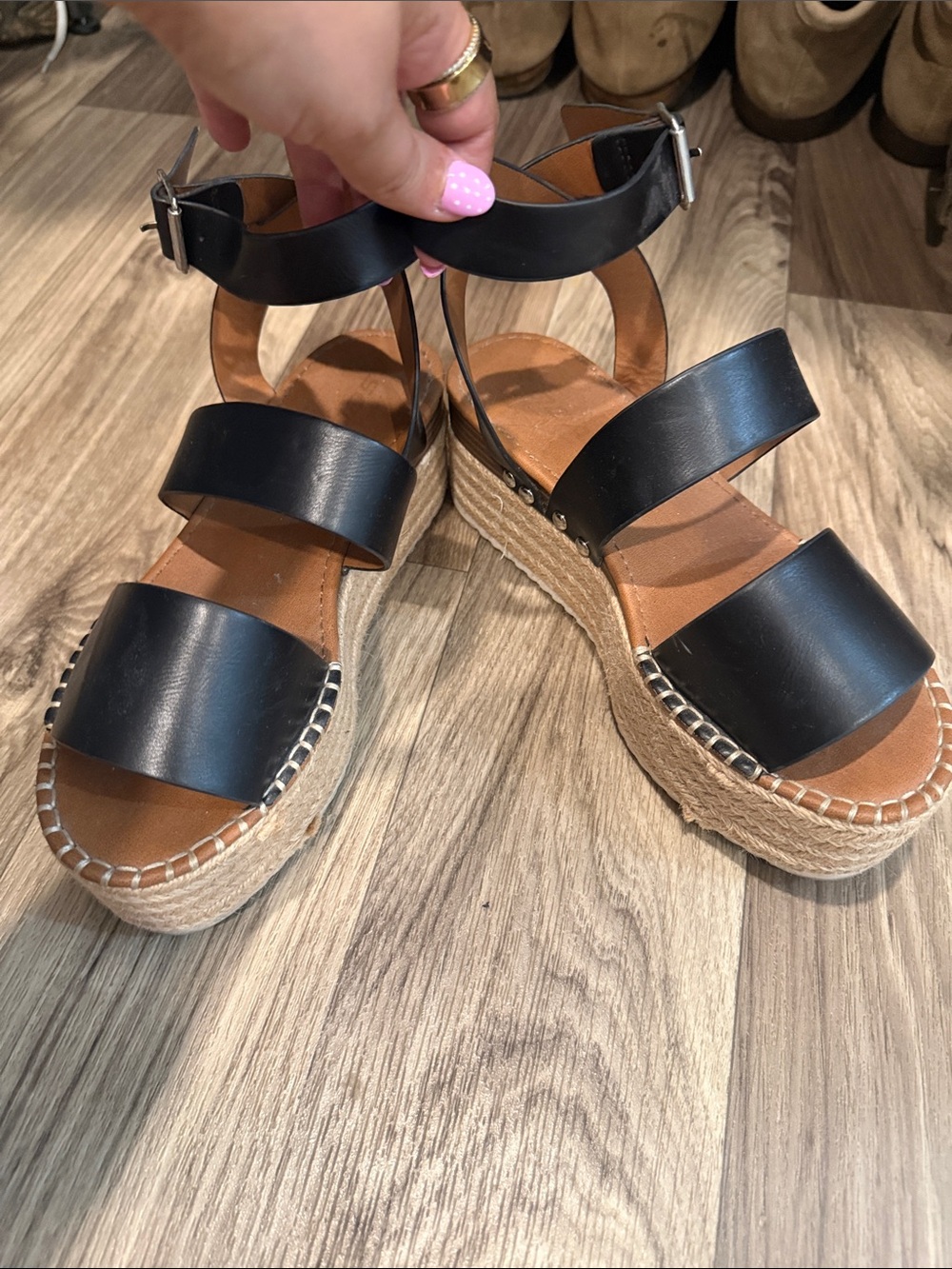 Women's Black soda Platform Sandals with Ankle Strap